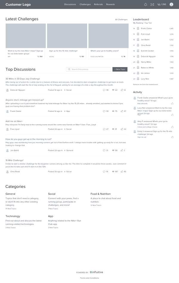 Influitive Wireframe